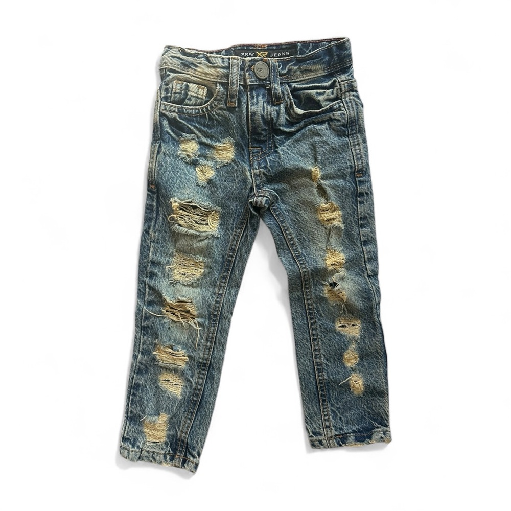 X-Ray Kids Distressed Denim Jeans Medium Wash 2T Streetwear Style Casual